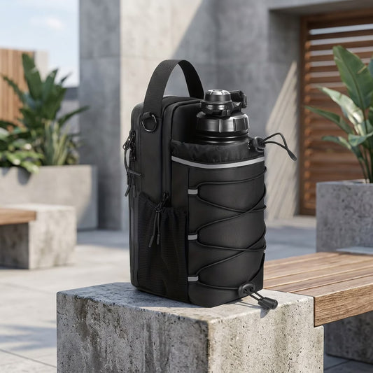 Magnetic Gym Water Bottle & Crossbody Bag (Reflective Strip)